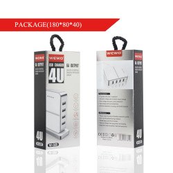 Universal 4 USB Port House Power Smart Adapter Charger 6A (White)